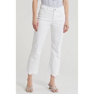 DEMOCRACY "Ab-Solution" Skyline Barely Boot White Denim Scallop Hem Jeans Sz 16P